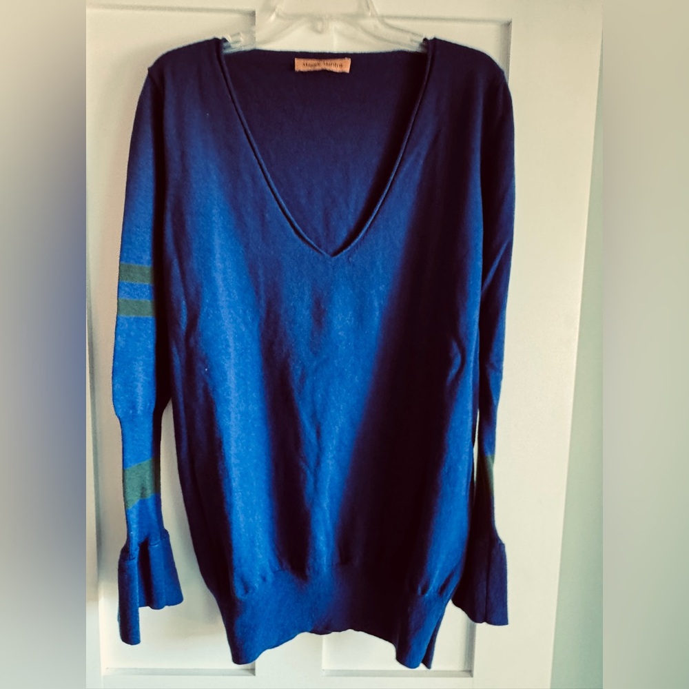 Maggie Marilyn Stylish Deep Blue Women's V-Neck boyfriend Sweater from NZ